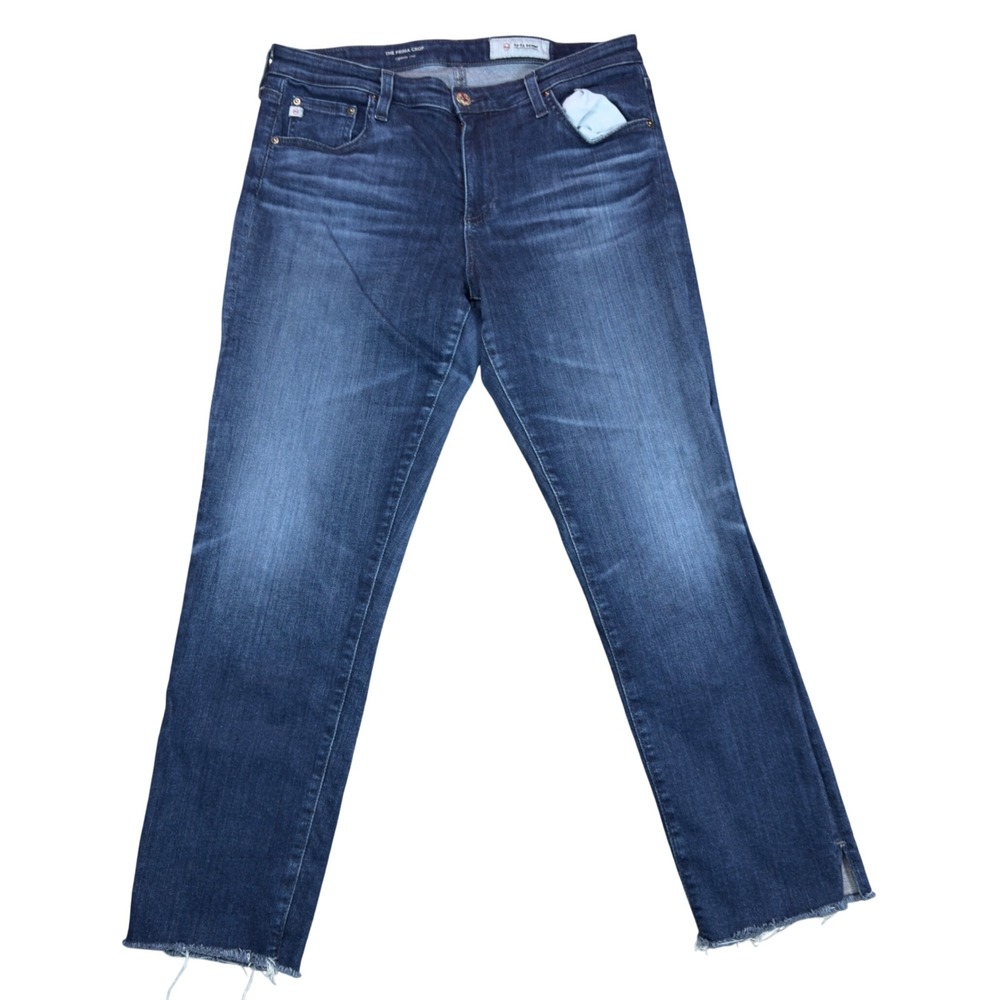 AG Adriano Goldschmied The Prima Crop Jeans Blue Cigarette Raw Hem 31R PSI1557SR